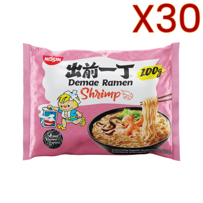 Nissin – Fideos Ramen Demae Sabor Camarón 100g/500ml X30 BUNDLE