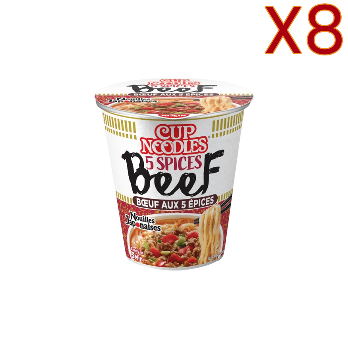 Nissin - Fideos Ramen de ternera con 5 especias 64g X8 BUNDLE