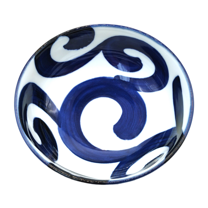 The toichi - Porcelain bowl with wave brush contours 16.5 cm x 7 cm