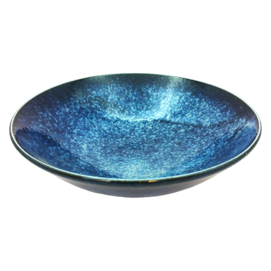 フラスコ型陶器 茶色と青のグラデーション 青のグラデーション模様の磁器製ボウル 16.8x5 cm | KIOKO 日本食料品店