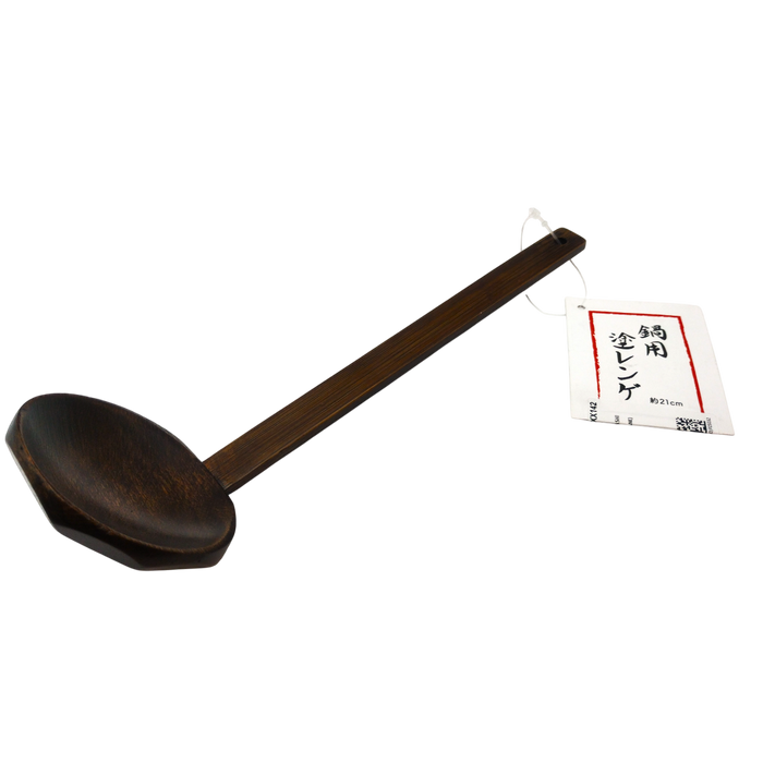 Cuillère à soupe japonaise pour marmite – bois laqué 21 cm
